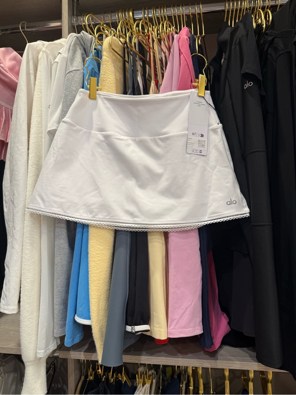 ALO Yoga White Circle Skirt with Lace Trim